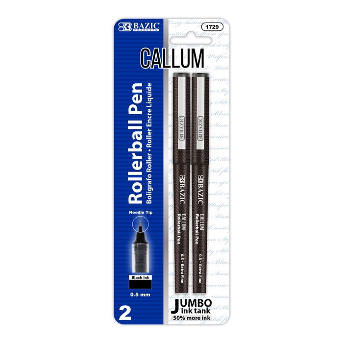 Callum Black Jumbo Ink Tank Needle-Tip Rollerball Pen (2/Pack)