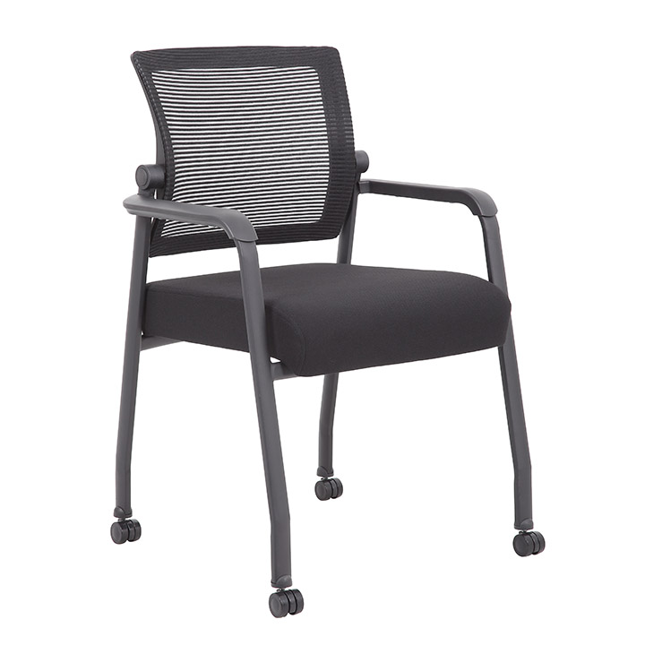 Linear Mesh 4-Legged Guest Chair w/ Casters