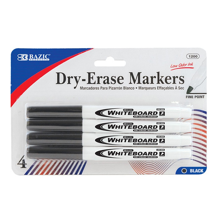 Black Fine Tip Dry-Erase Markers (4/Pack)