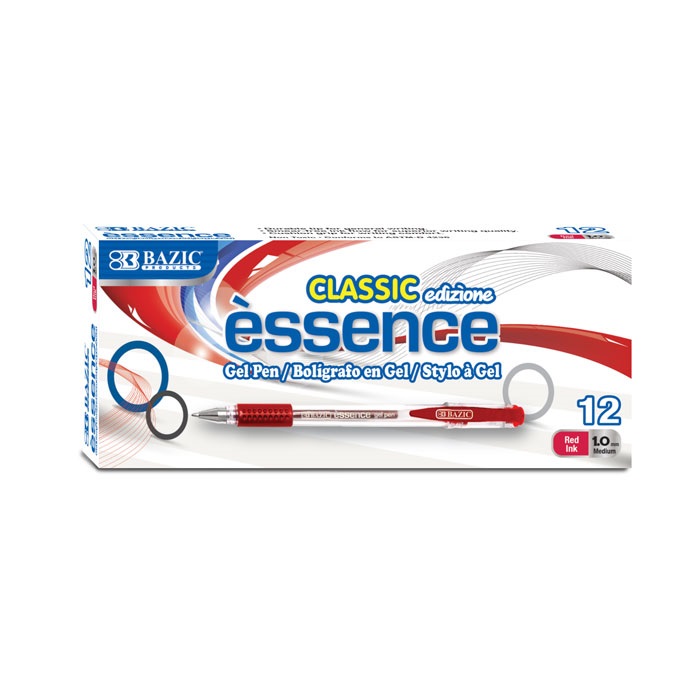 Essence Red Gel Pen w/ Cushion Grip (12/Box)