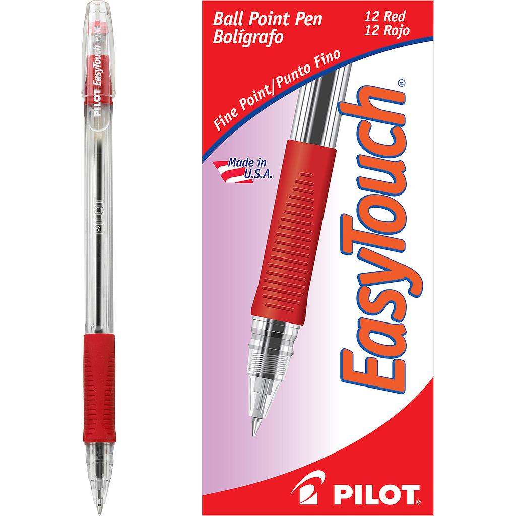 EasyTouch Stick Ballpoint Pen, Fine 0.7mm, Red Ink, Clear Barrel, Dozen