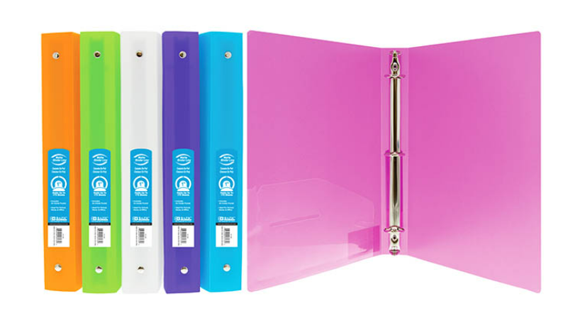 1" Bright Color Poly 3-Ring Binder w/ Pocket