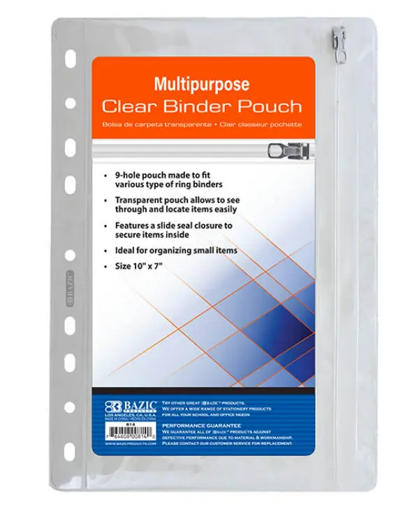  10" x 7" Clear Pencil Pouch