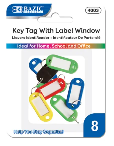 Key Tag with Label Window (8/Pack)