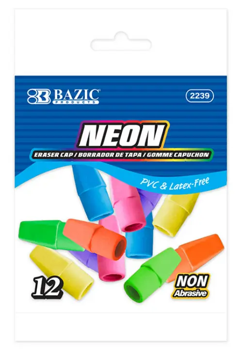 Neon Eraser Cap (12/Pack)