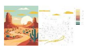 Paint by Number Canvas Set - Golden Dunes w/ Gold Foil Accents, Includes: 1 Printed Wrapped Canvas, 12 2ml Acrylic Paint Pots & 2 Brushes, Size: 10 x 12in.