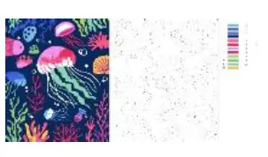 Paint by Number Canvas Set - Jellyfish Current, Includes: 1 Printed Wrapped Canvas, 14 2ml Acrylic Paint Pots & 2 Brushes, Size: 10 x 12in.