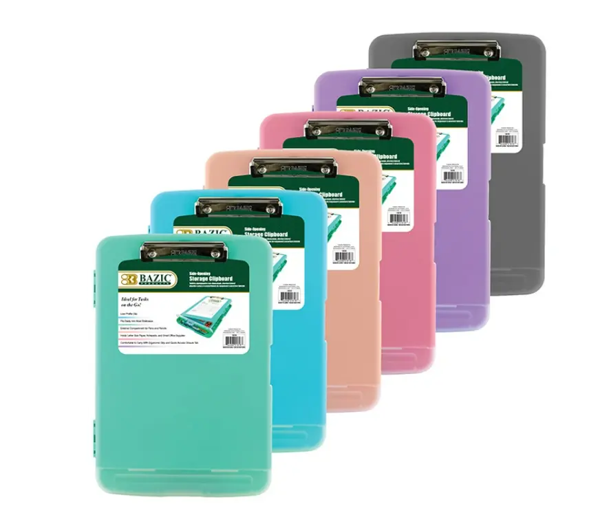 Pastel Color Clipboard with Storage & Pen Holder