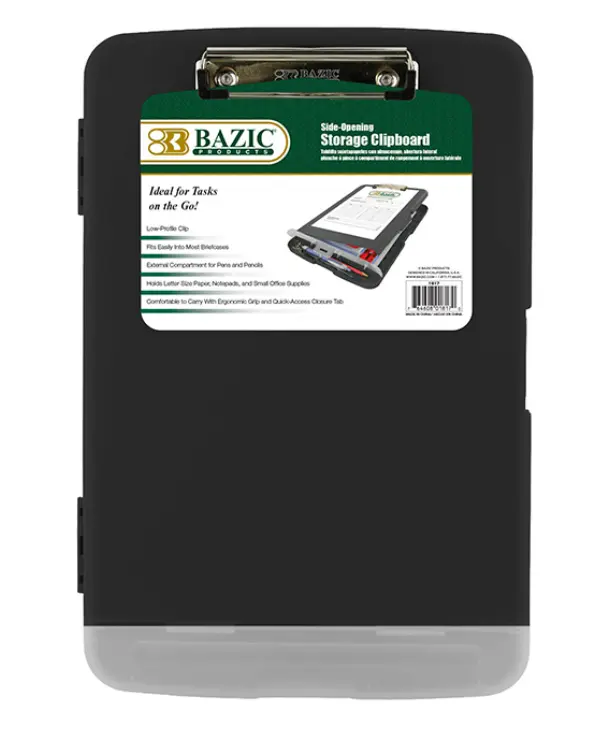 Black Clipboard with Storage & Pen Holder