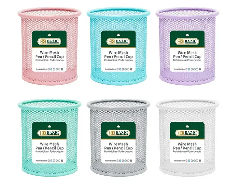 Assorted Color Wire Mesh Pen Cup Holder