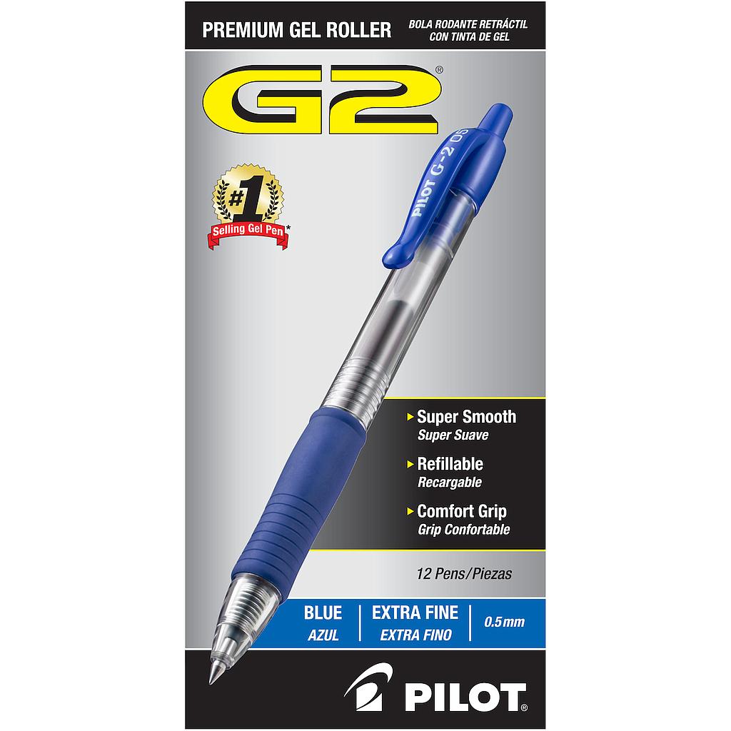 G2 Premium Retractable Gel Ink Pen, Refillable, Blue Ink, .5mm, Dozen