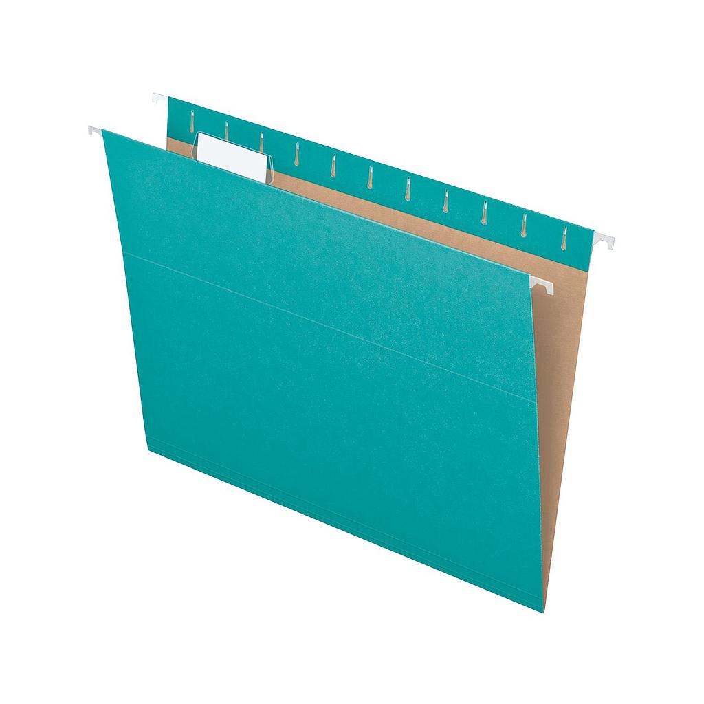 Hanging Folders, 1/5 Tab, Letter, Aqua, 25/Box