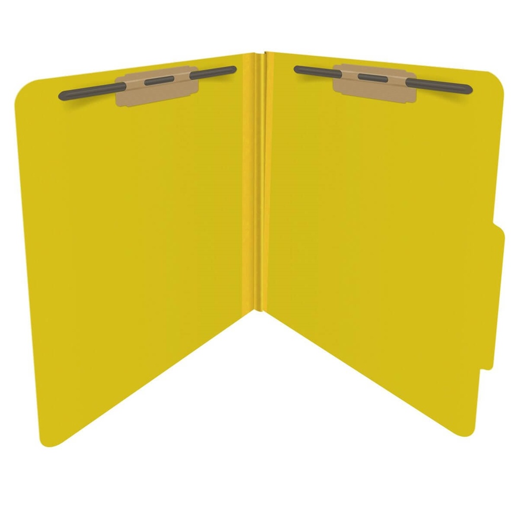 Pressboard Folders, 2 Fastener, Letter, Yellow, 25/Bx