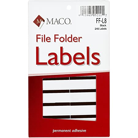 [MFF-L8] Black File Folder Labels, 9/16 x 3-7/16 Inches, 248/Pk