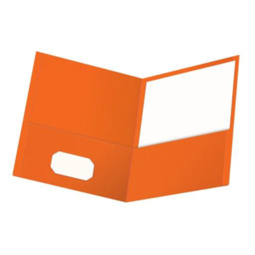 [OXF-57510] Twin Pocket Folder, Embossed Leather Grain Paper, Orange, 25/Box