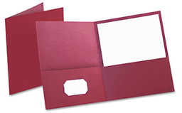 [OXF-57557] Twin-Pocket Folder, Embossed Leather Grain Paper, Burgundy, 25/Box