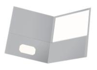 [OXF-57505] Twin-Pocket Folder, Embossed Leather Grain Paper, Gray, 25/Box