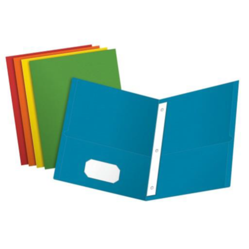 [OXF-57713] Twin-Pocket Folders with 3 Fasteners, Letter, 1/2" Capacity, Assorted, 25/Box