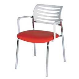 [MONZA] Guest Chair. Stylished Polymer Back With Crhome Frame