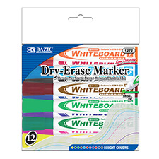 [1272] Bright Color Chisel Tip Dry Erase Markers, Dozen