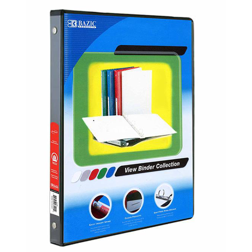 [3141] 1/2" Black 3-Ring View Binder w/2-Pockets