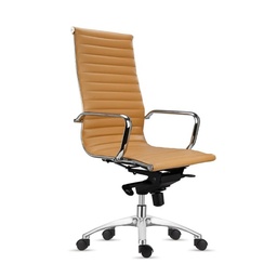 [REAGAN-HB-NAT] Executive Chair. High Back, Knee Tilt Mech. Chrome Frame, Arms & Base. 24"W x 21"D x 42-45"H - Natural Vinyl