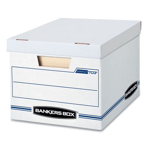[FEL-00703] Storage Box, Letter/Legal, Lift-off Lid, White/Blue, 12-Bx/Ct