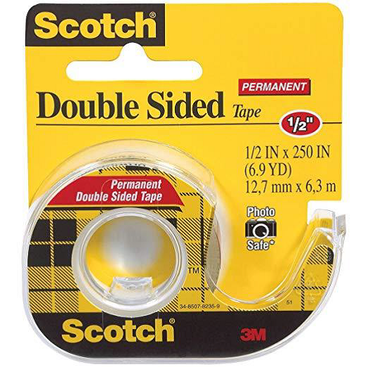 [MMM-136] Double-Sided Permanent Tape in Handheld Dispenser, 1/2" x 250", Clear (70007075552)