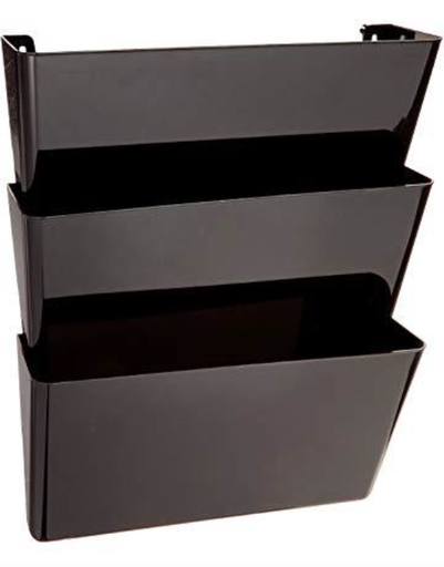 [O0400] File Holder Wall Mounted 3 Pockets, Letter Size, Black Color