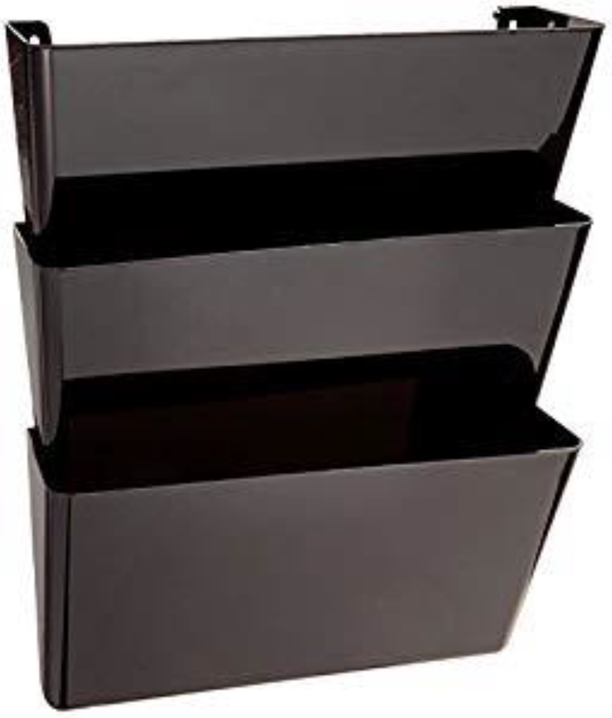 [O0400-1] File Holder Wall Mounted 3 Pockets, Legal Size, Black Color