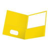 [OXF-57509] Twin-Pocket Folder, Embossed Leather Grain Paper, Yellow, 25/Box