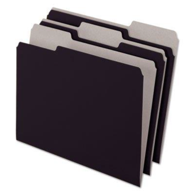 [PFX-421013-BLA] Interior File Folders, 1/3 Cut Top Tab, Letter, Black 100/Box