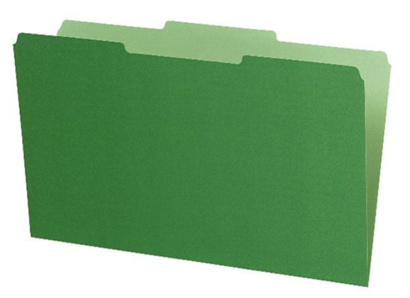 [PFX-435013-BGR] Interior File Folders, 1/3 Cut Top Tab, Legal, Br. Green, 100/Box