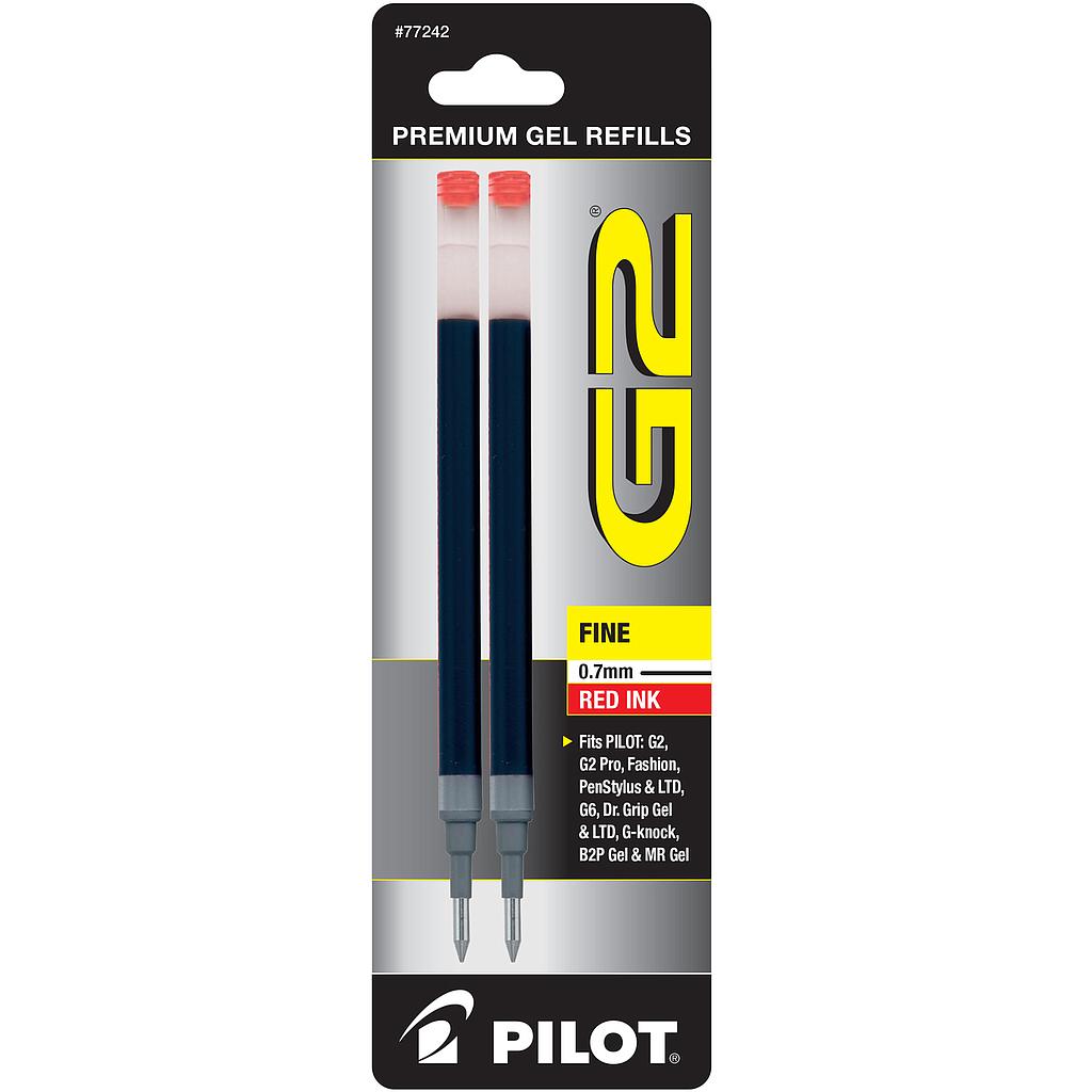 [PIL77242] Refill for G2 Gel, Dr. Grip Gel/Ltd, ExecuGel G6, Q7, Fine Tip, Red, 2/Pack