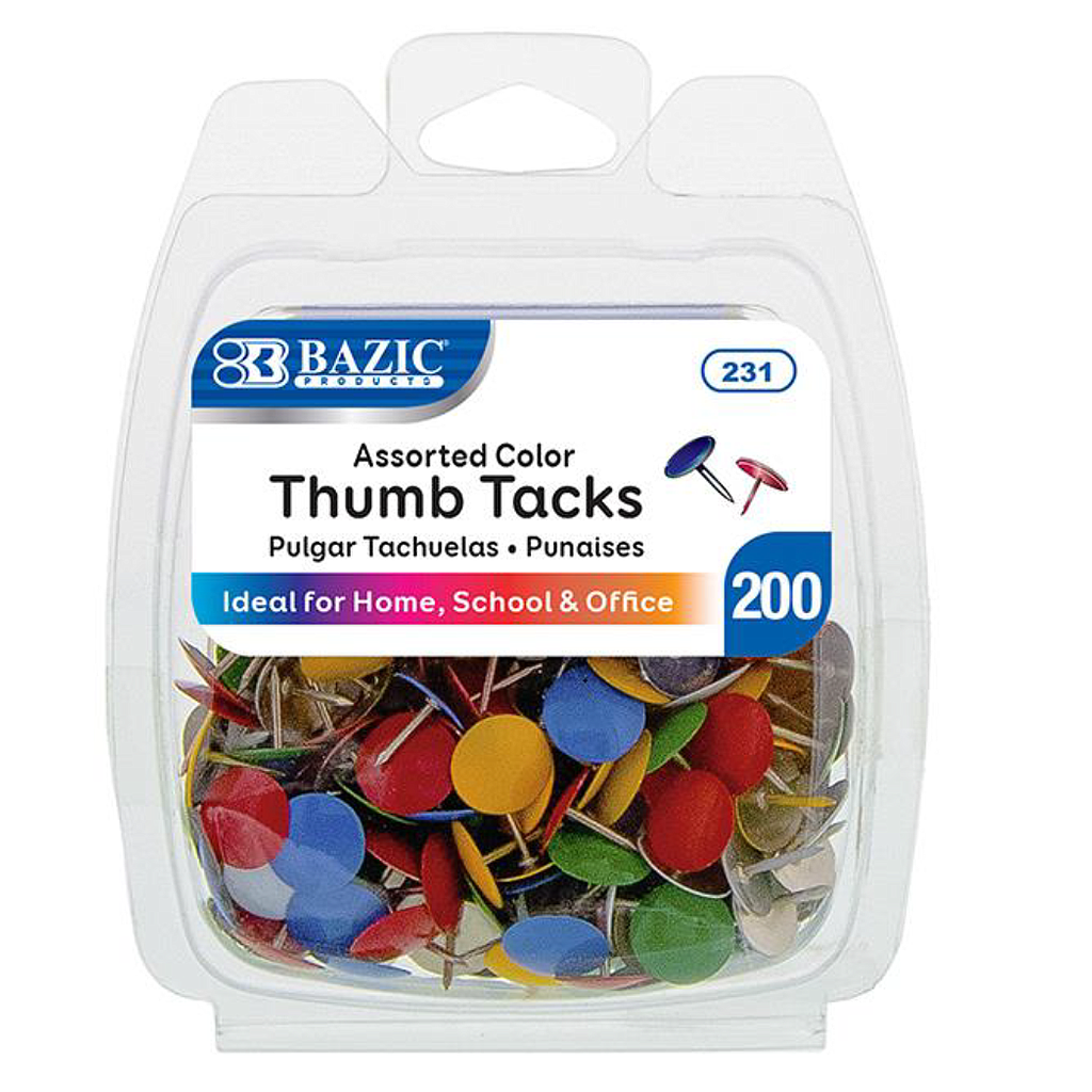 [231] Assorted Color Thumb Tack, 200/Pk