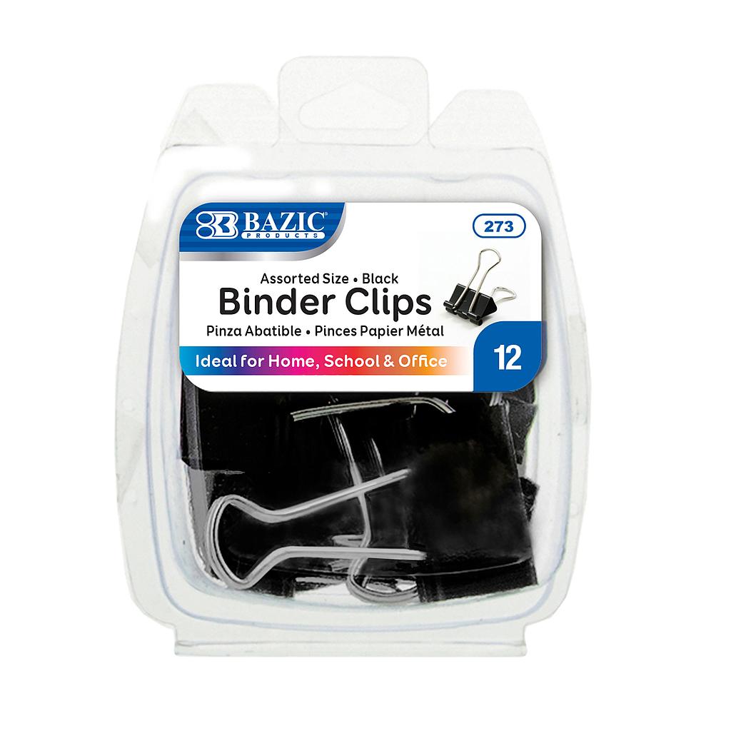 [273] Assorted Size Black Binder Clip
(12/Pack)