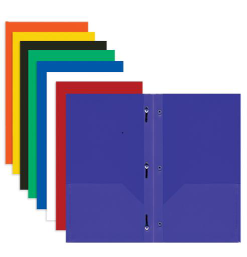 [3159] Poly Portfolio w/3 Prongs, 2 Pockets, Solid Colors