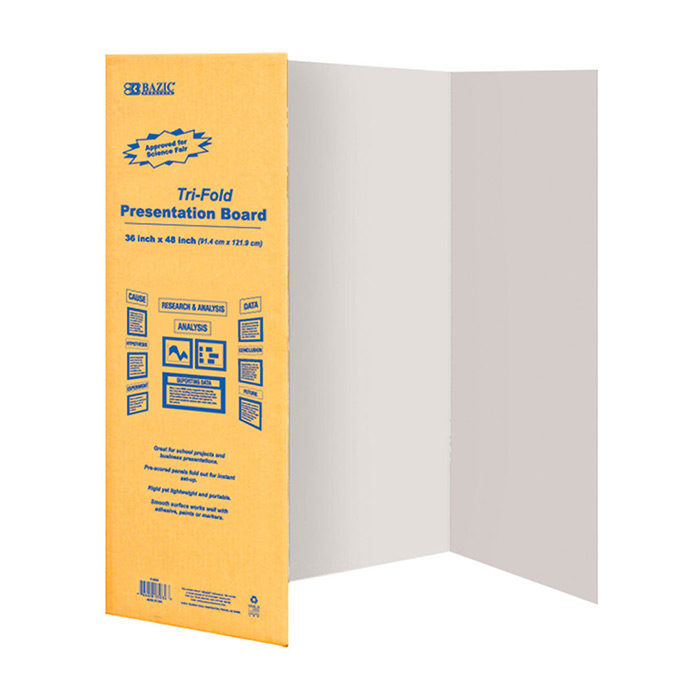 [5033] White Tri-Fold Corrugated Presentation Board, 36" x 48", 24/Bx
