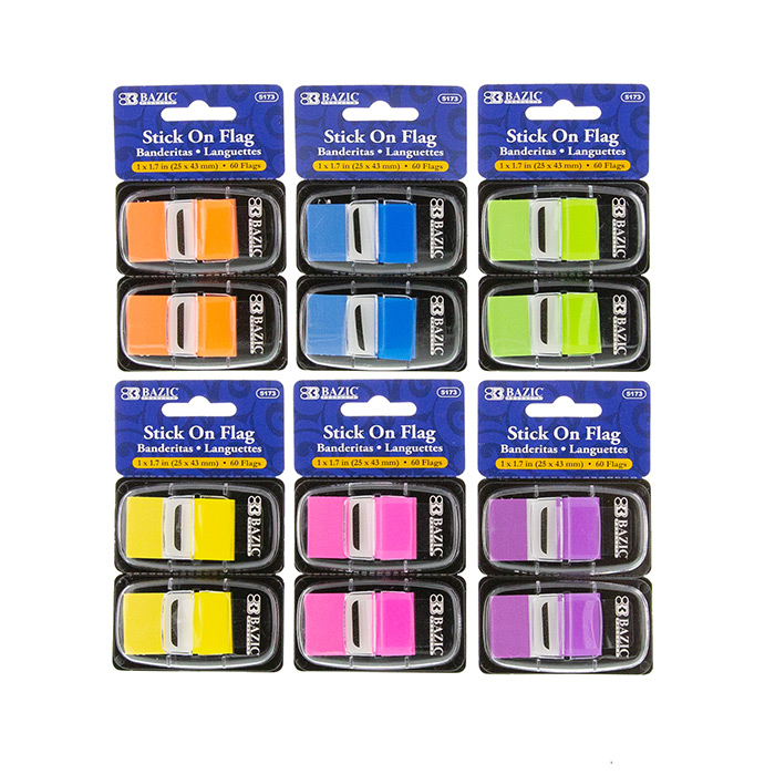 [5173] Neon Color Standard Flags w/ Dispenser (2/Pack)