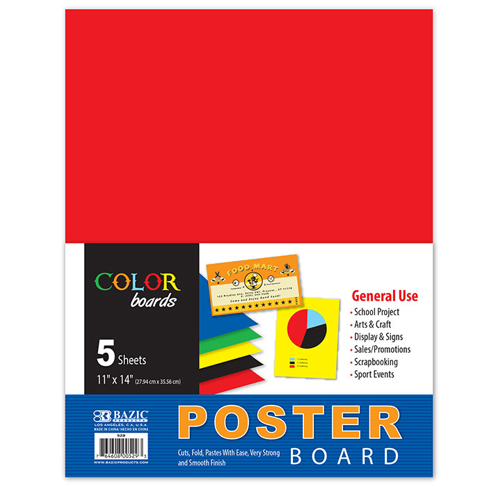 [529] Multi-color Poster Board, 11" x 14", 5/Pack
