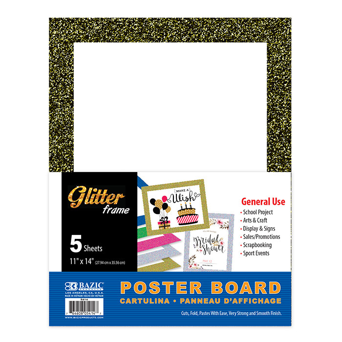 [5414] 11" X 14" White Poster Board w/Glitter Frame (5/Pack)