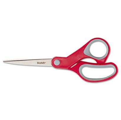 [MMM-1428] Multi-Purpose Scissor, Pointed, 8" Length, 3 3/8" Cut, Red/Gray (70005230175)