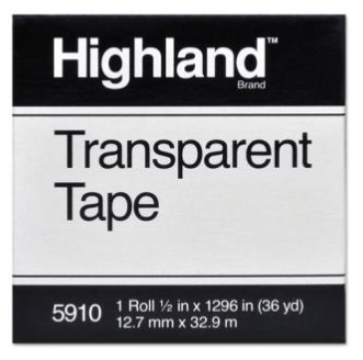 [MMM-5910-1/2] Transparent Tape, 1/2" x 1296", 1" Core, Clear (70016047378)