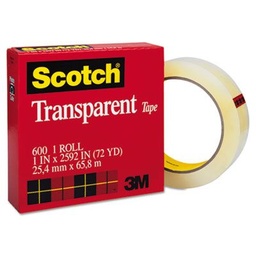 [MMM-600-1-2592] Transparent Tape 600 72, 1" x 2592", 3" Core