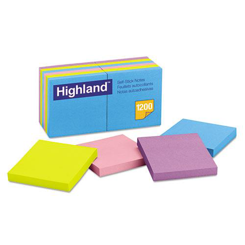 [MMM-6549B] Self-Stick Notes, 3" x 3", Assorted Bright, 100-Sheet, 12/Pack (70071496114)