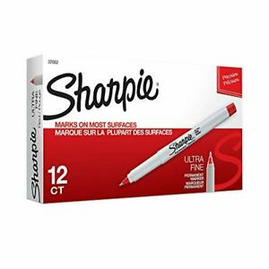 [SAN-37002] Permanent Markers, Ultra Fine Point, Red, Dozen
