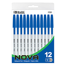 [1743] Nova Blue Color Stick Pen (12/Pack) Blister