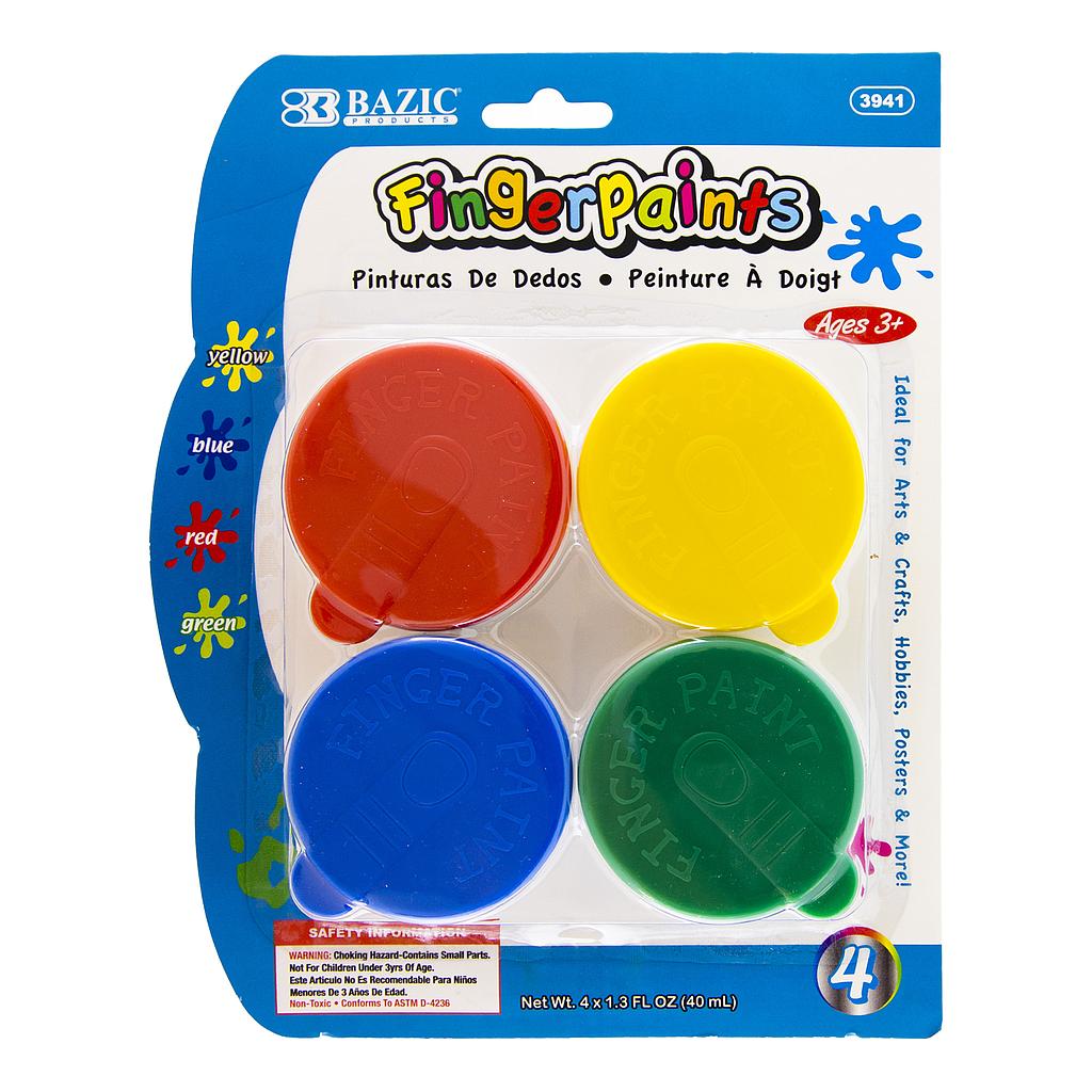 [3941] Finger Paints Assorted Color 40ml 4/Pk