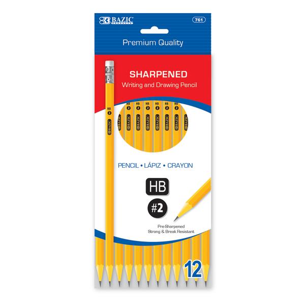 [761] Wood Yellow Pencil #2 Premium Pre-Sharpened 12/Pk