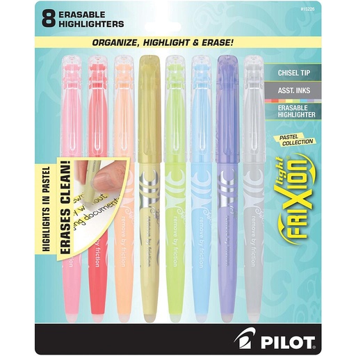 [PIL15226] Frixion Light Pastel highlighter with Erasable Ink, Assorted 8/Pk